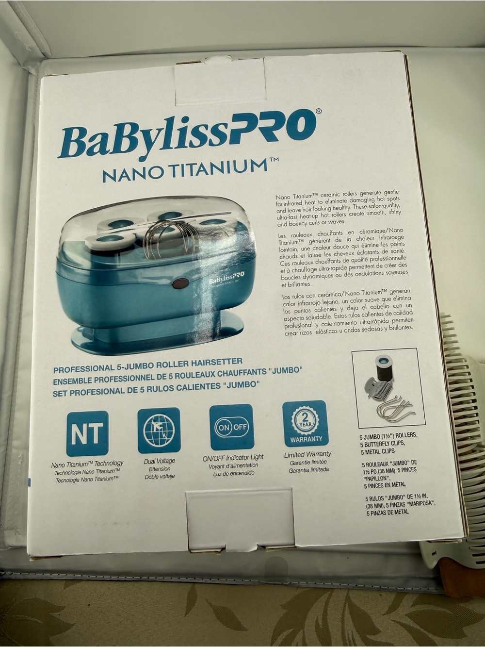 BaBylissPRO Nano Titanium Jumbo Hot Rollers - Teal and White - Picture 6 of 6